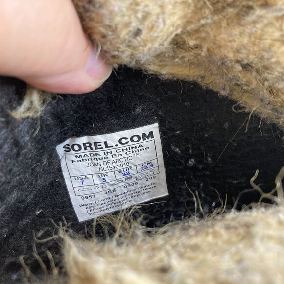 Sorel Joan Arctic Womens Sz 7 Black Suede Leather Tall Winter Snow Boots - Picture 11 of 14